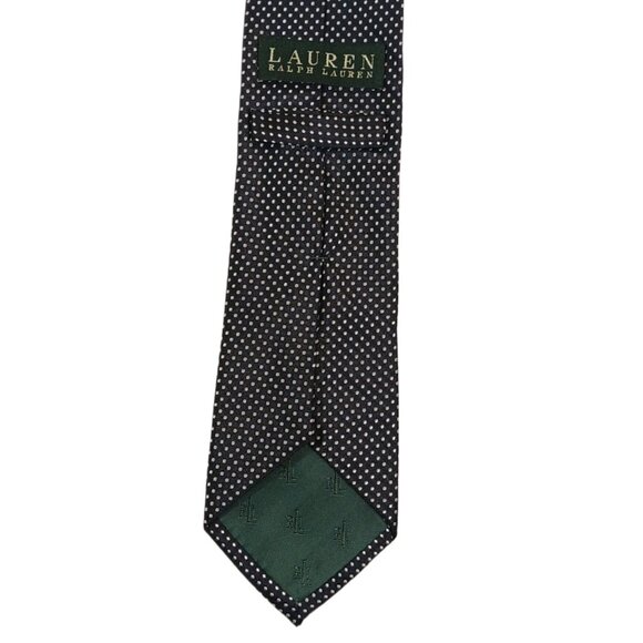Lauren Ralph Lauren Silk Tie Men's 60" Black White Dot Designer Classic Tie New - Picture 4 of 4